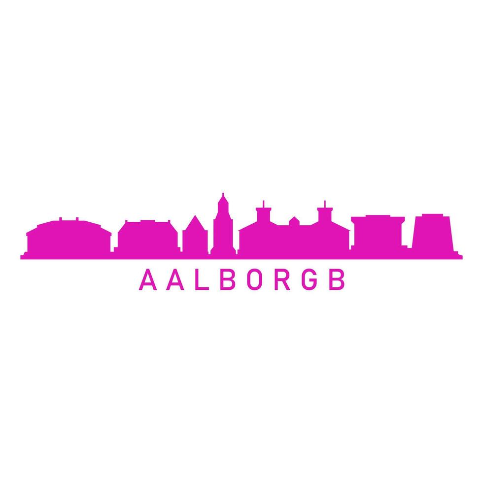 Aalborg horizonte ilustrado en blanco antecedentes vector