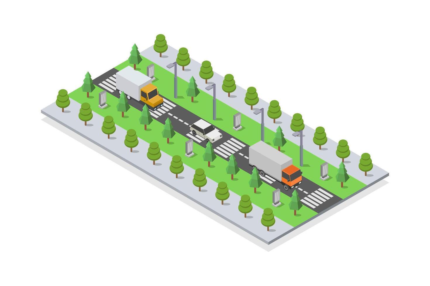 Illustrated isometric city street vector