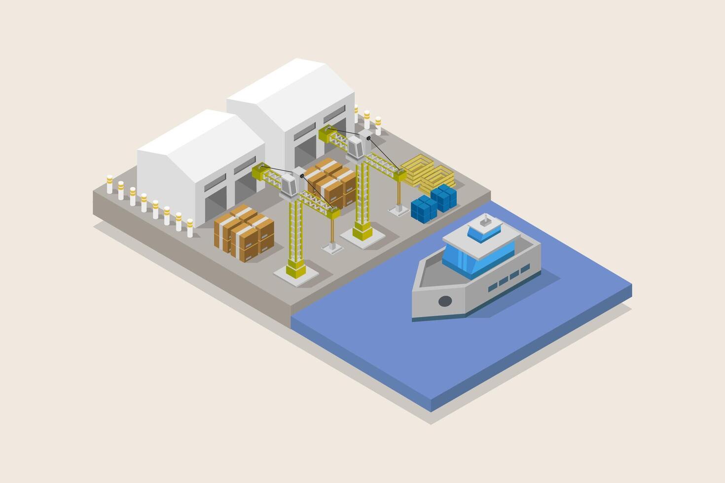 Illustrated isometric port vector