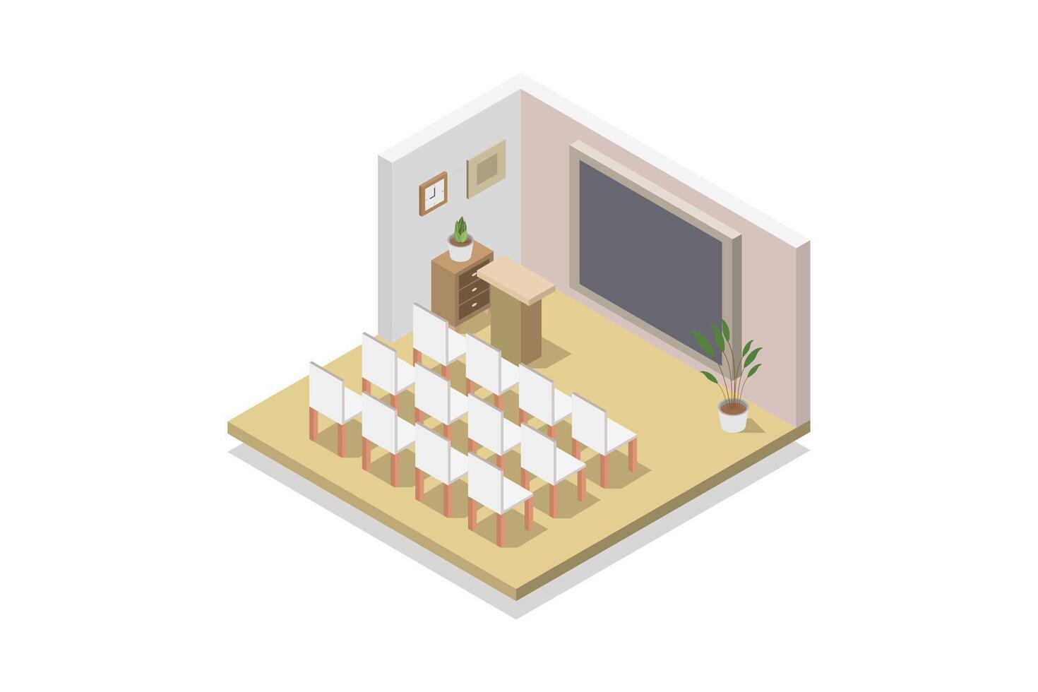 Illustrated isometric conference room vector