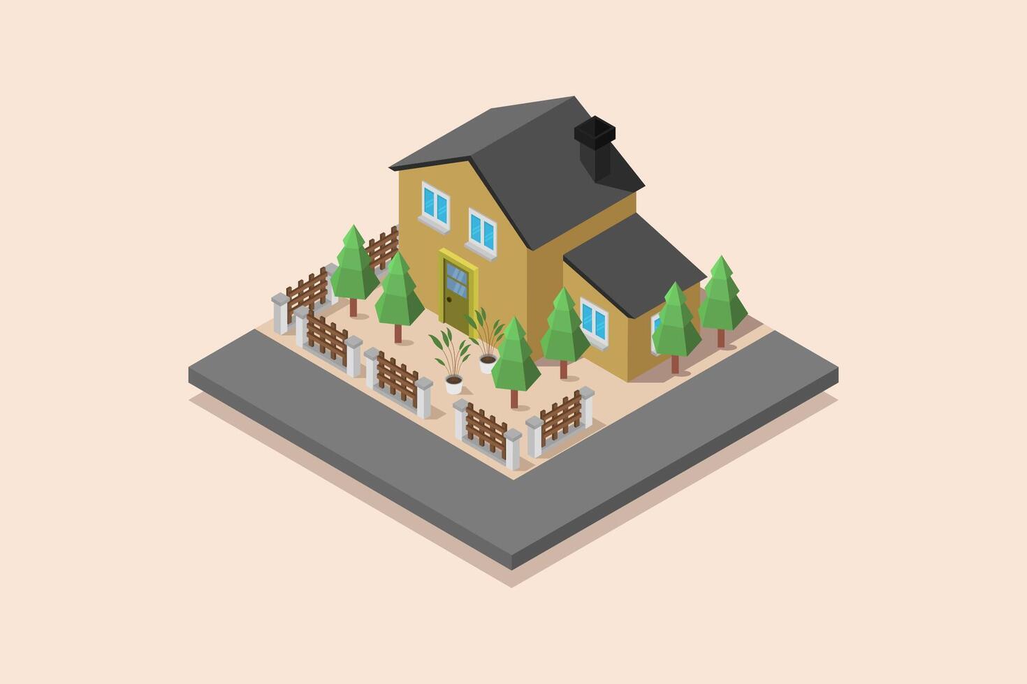 Illustrated isometric house vector