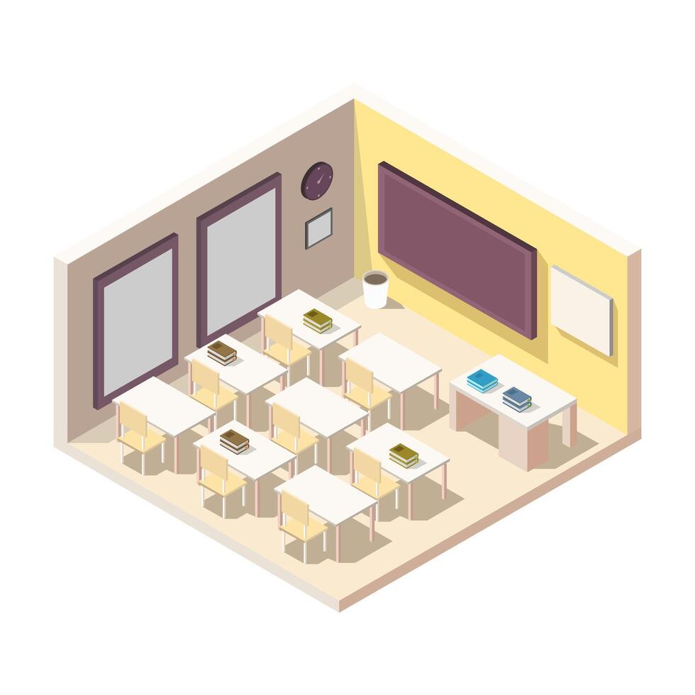 Isometric school room on a background vector