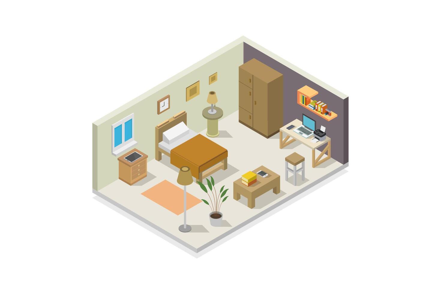 ilustrado isométrica dormitorio vector