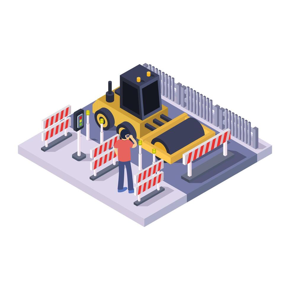 Asphalt road isometric on a background vector