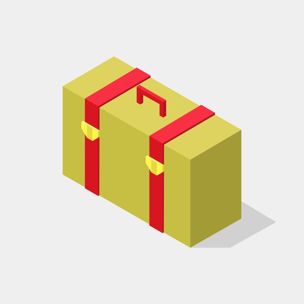 Illustrated isometric travel suitcase vector