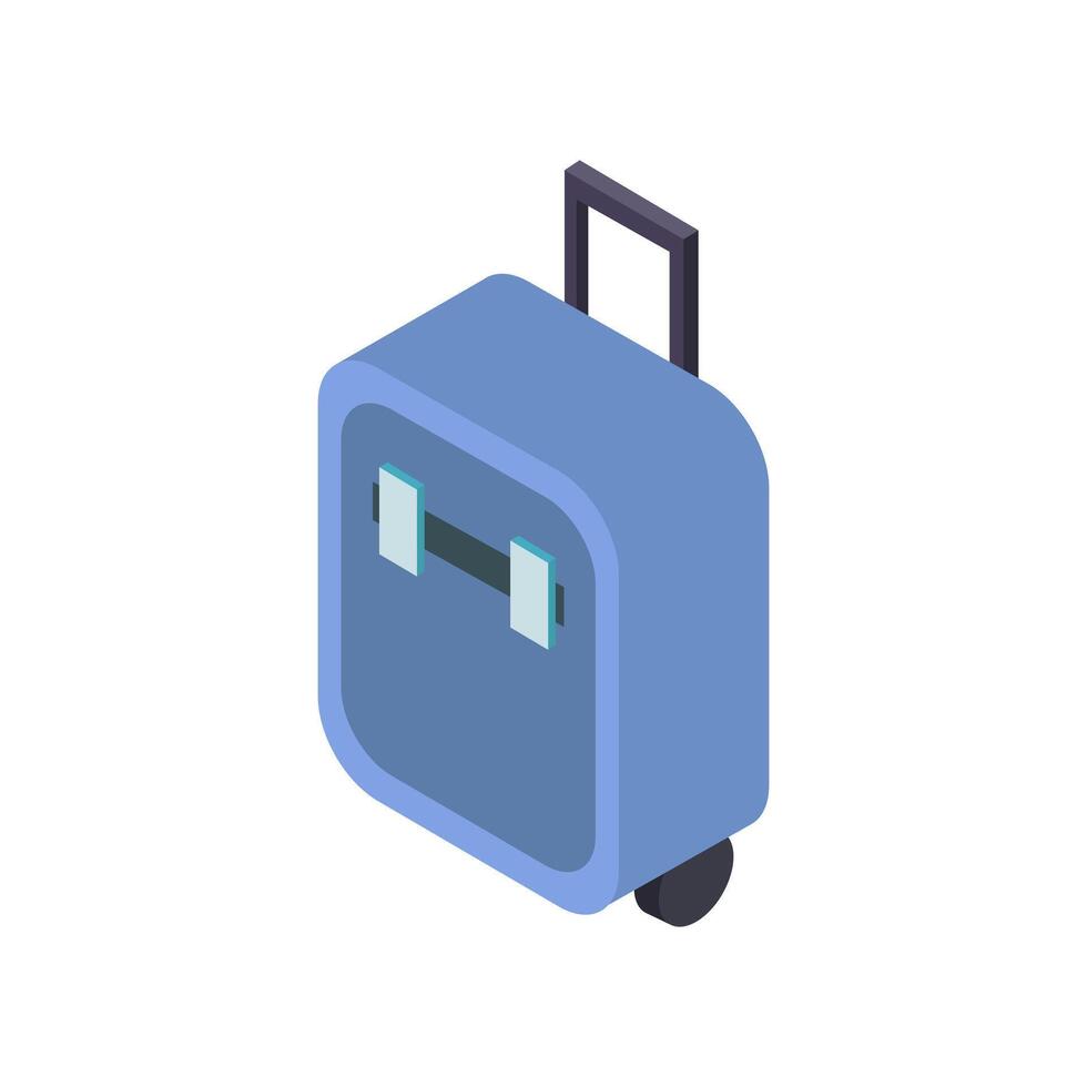 Illustrated isometric travel suitcase vector