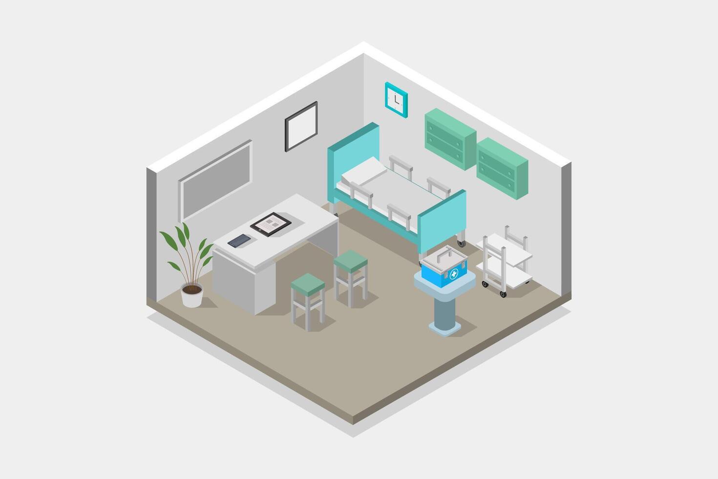 Doctor clinic room isometric illustrated vector