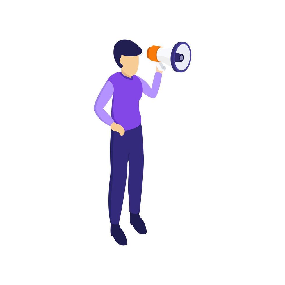 Man with megaphone isometric on a background vector