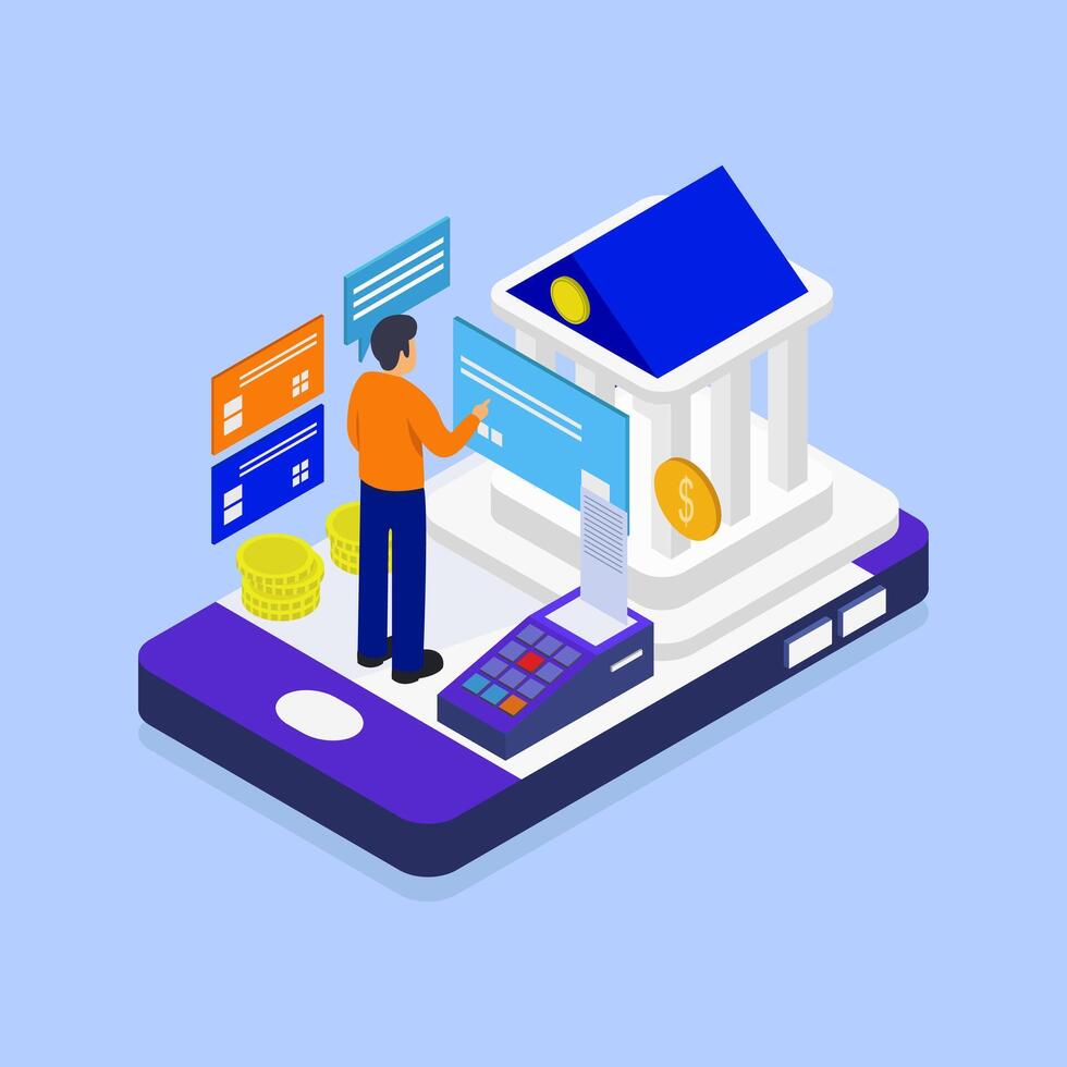 Mobile banking Isometric vector