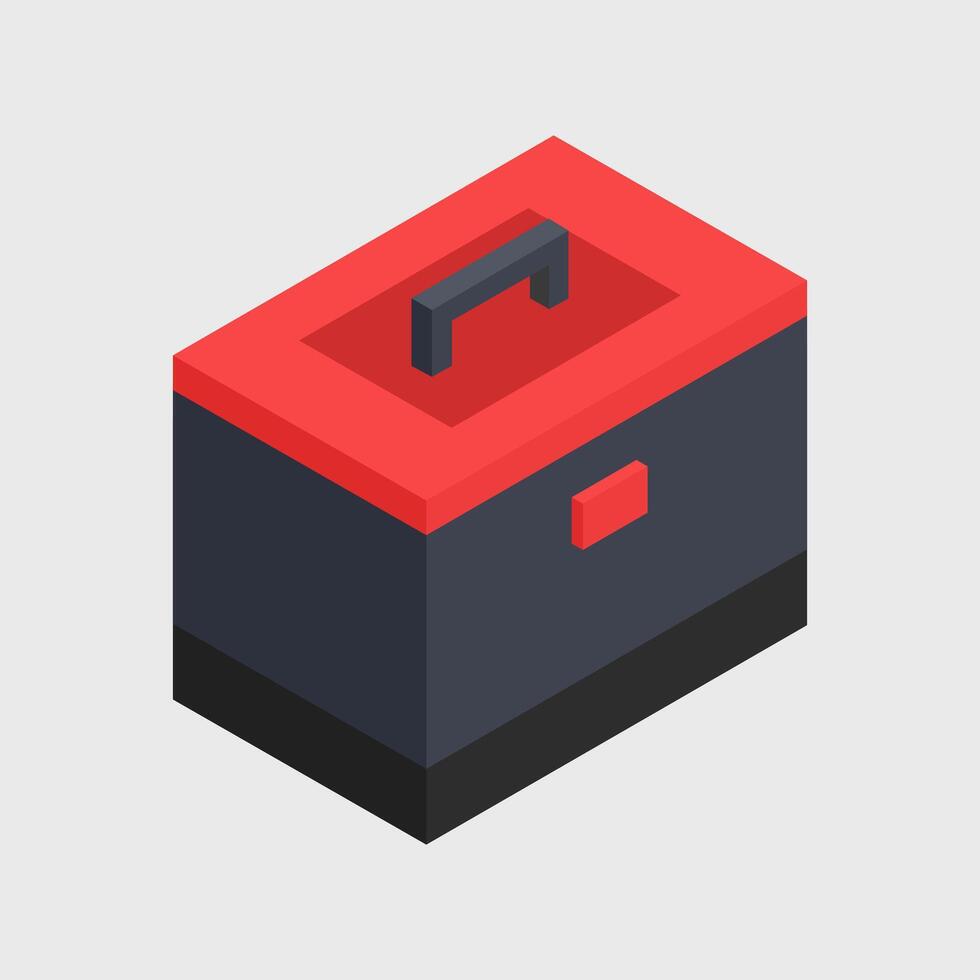 Illustrated isometric toolbox vector