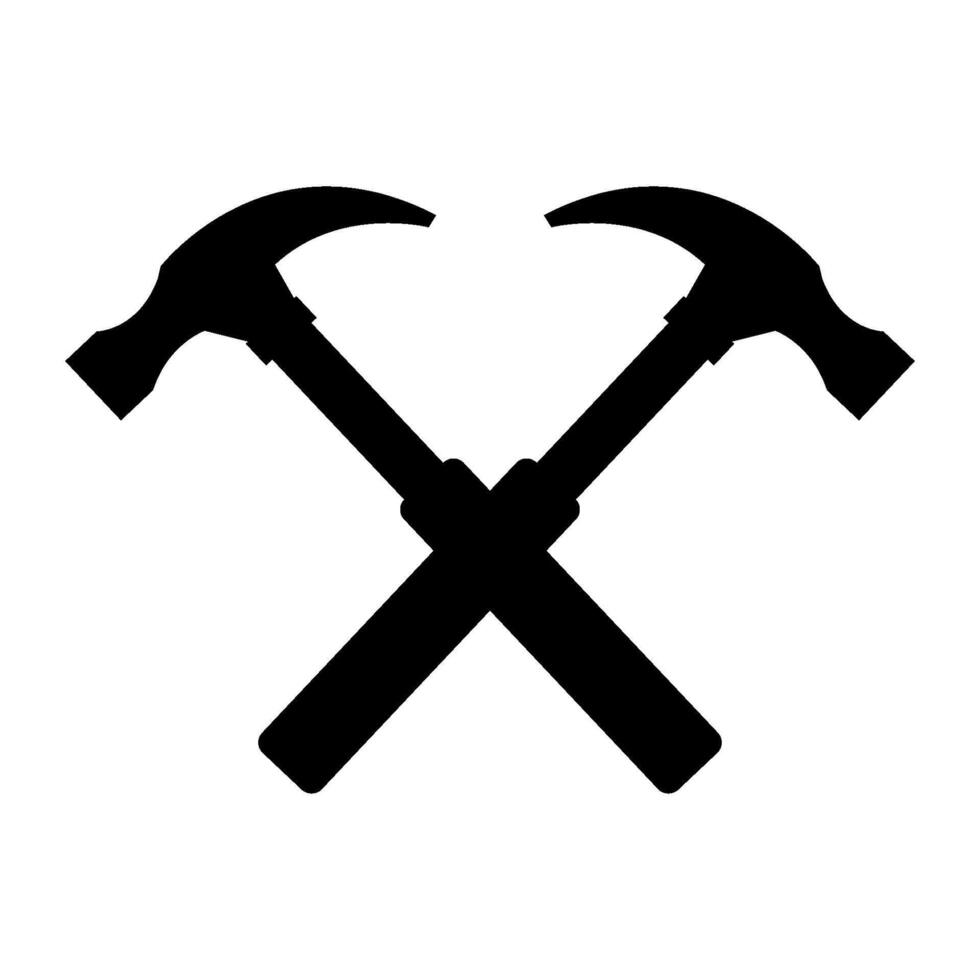 Crossed hammer illustrated on white background vector