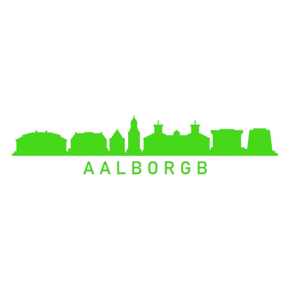Aalborg skyline illustrated on white background vector