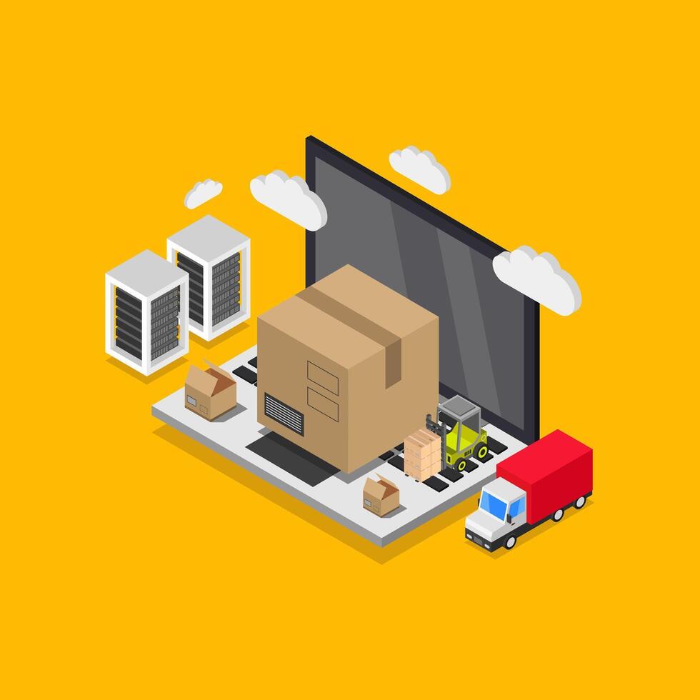 Online delivery isometric illustrated vector