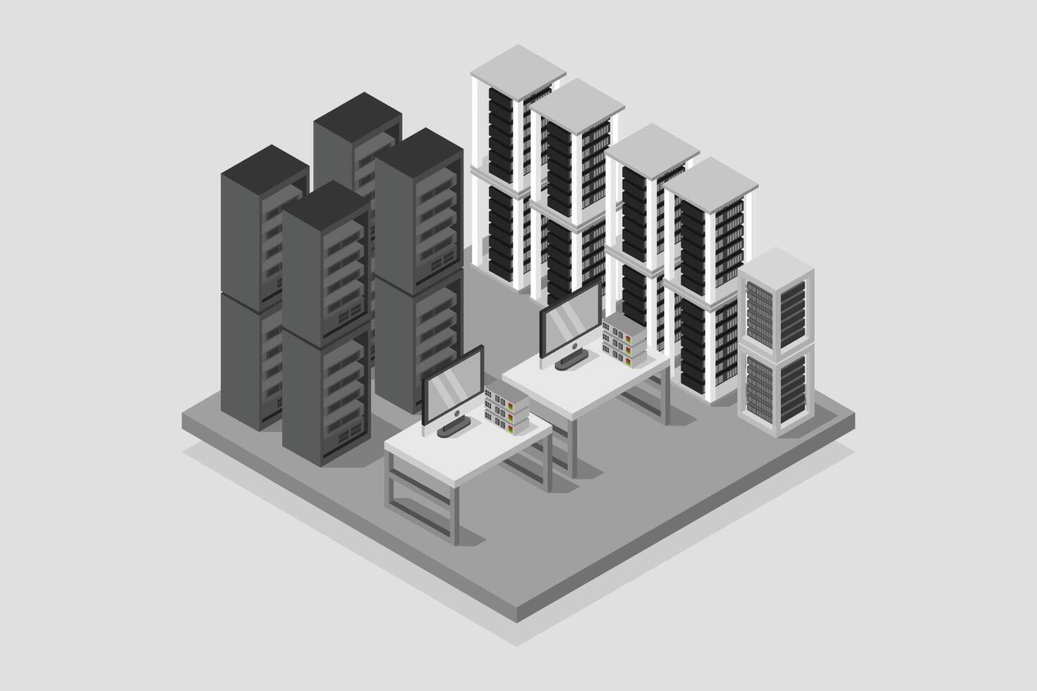 Illustrated isometric server room vector