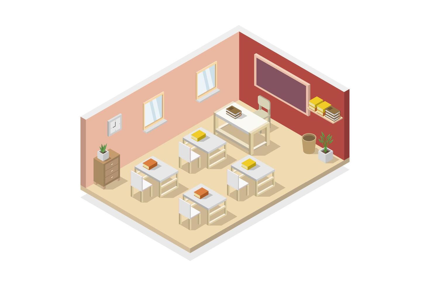 School room isometric on white background vector