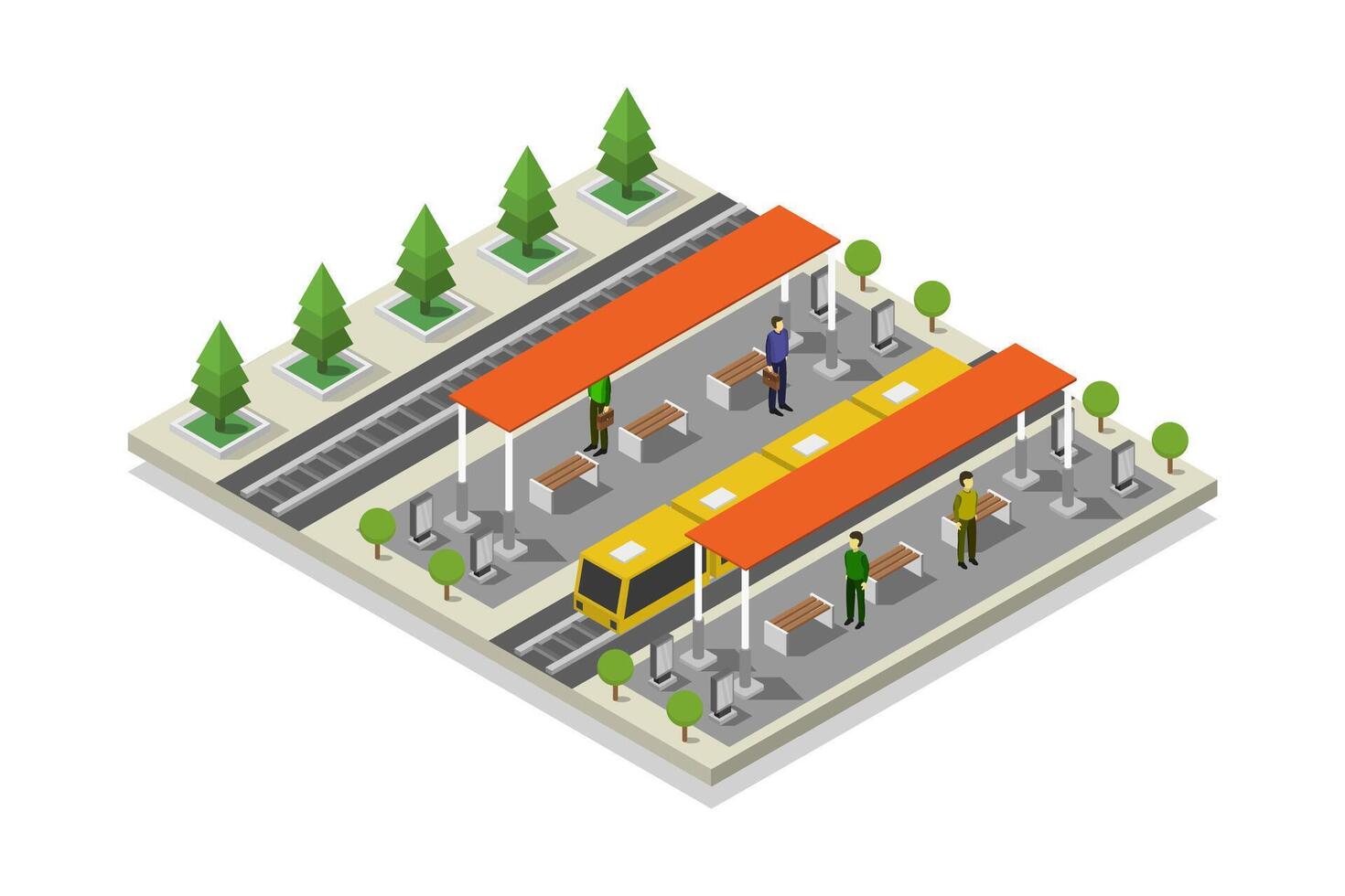 Train station isometric on white background vector