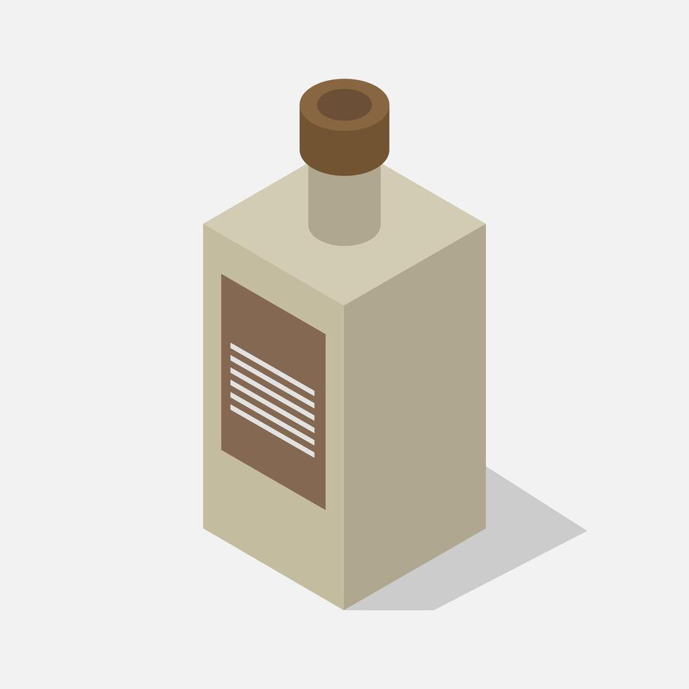 Illustrated isometric whiskey bottle vector