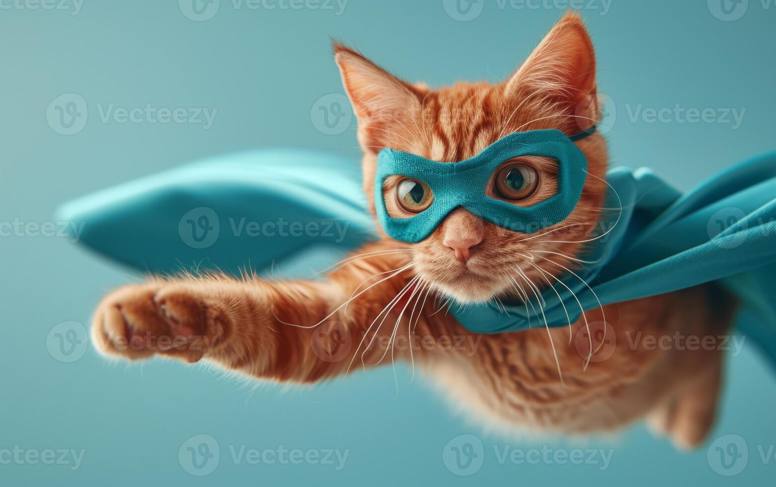 AI generated Superhero Cat in Flight photo