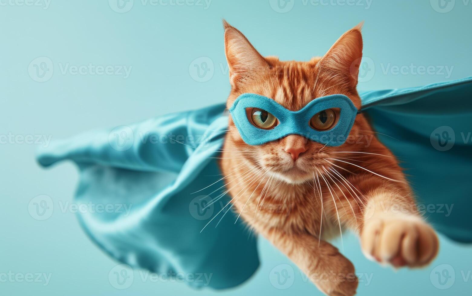 AI generated Superhero Cat in Flight photo