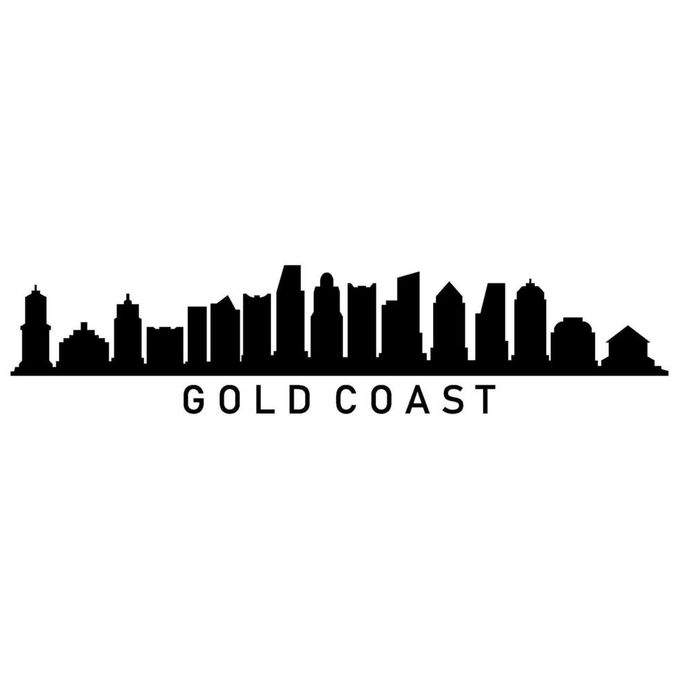 Gold coast skyline on white background vector