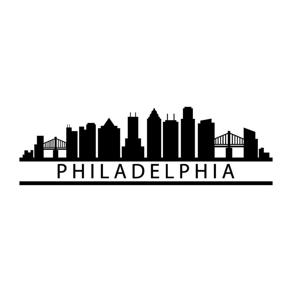 Philadelphia skyline illustrated on white background vector
