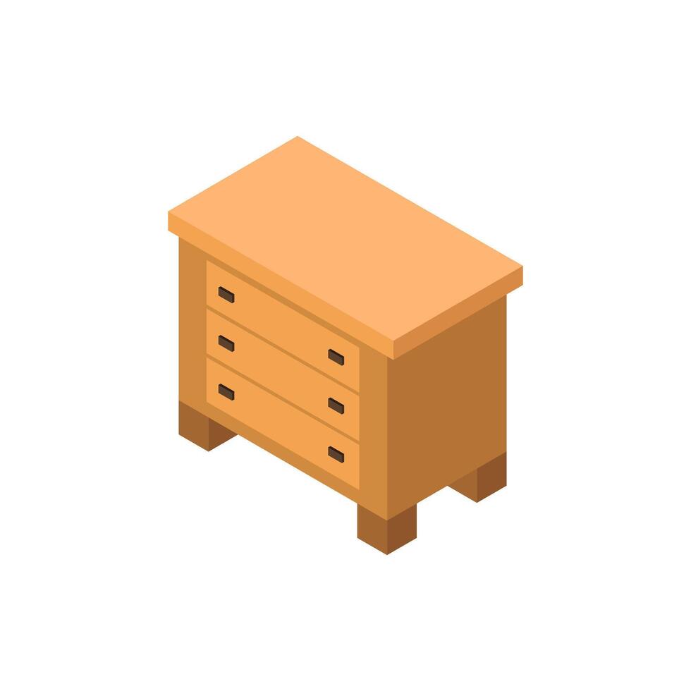 Bedside table isometric on a background vector