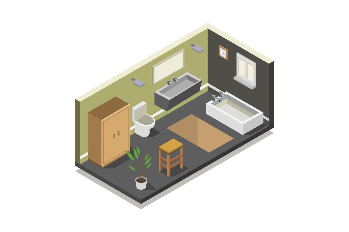 Illustrated isometric bathroom vector