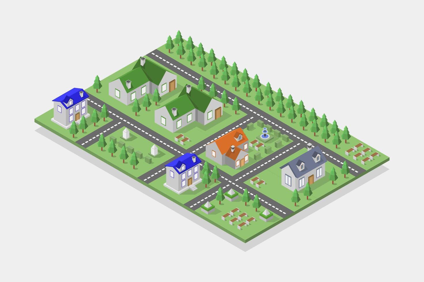 Illustrated isometric city vector