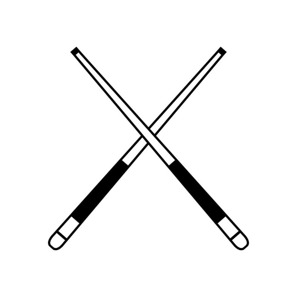 Cross billiard cues illustrated on white background vector