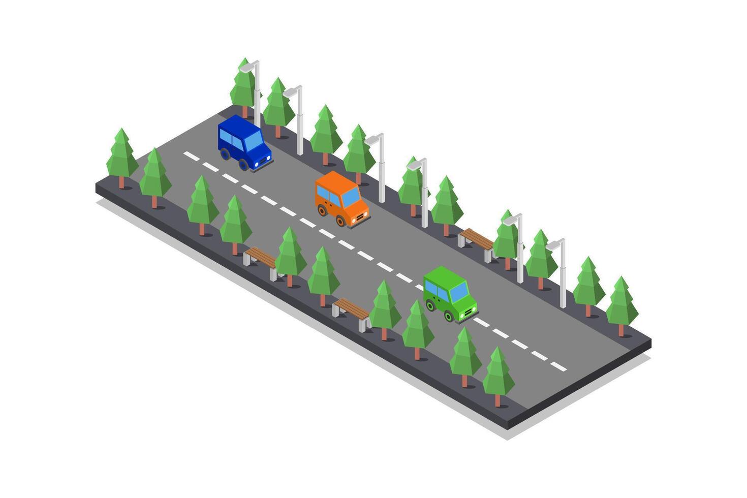Illustrated isometric city street vector