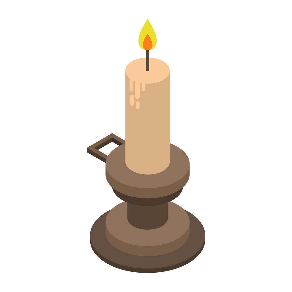 Isometric candle on a background vector