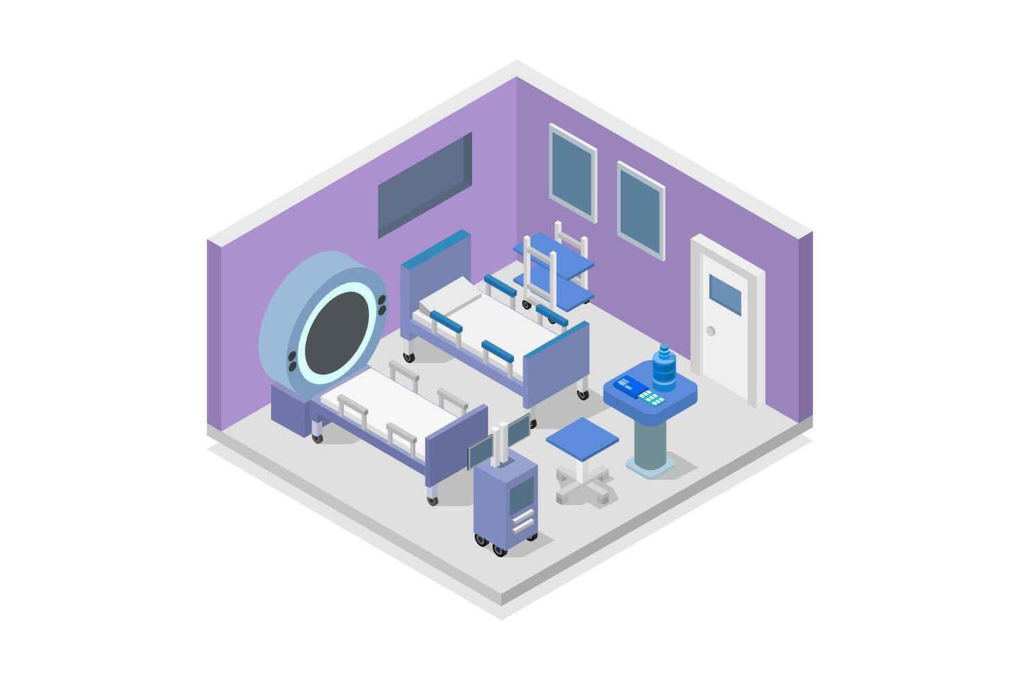 Hospital room isometric illustrated vector