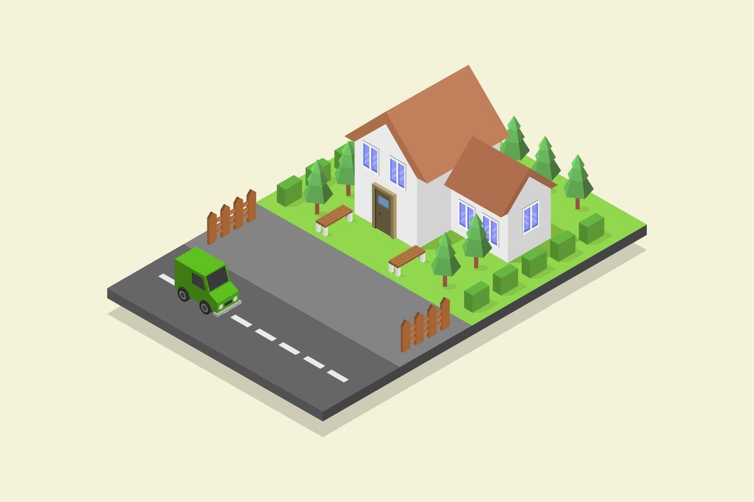 Illustrated isometric house vector