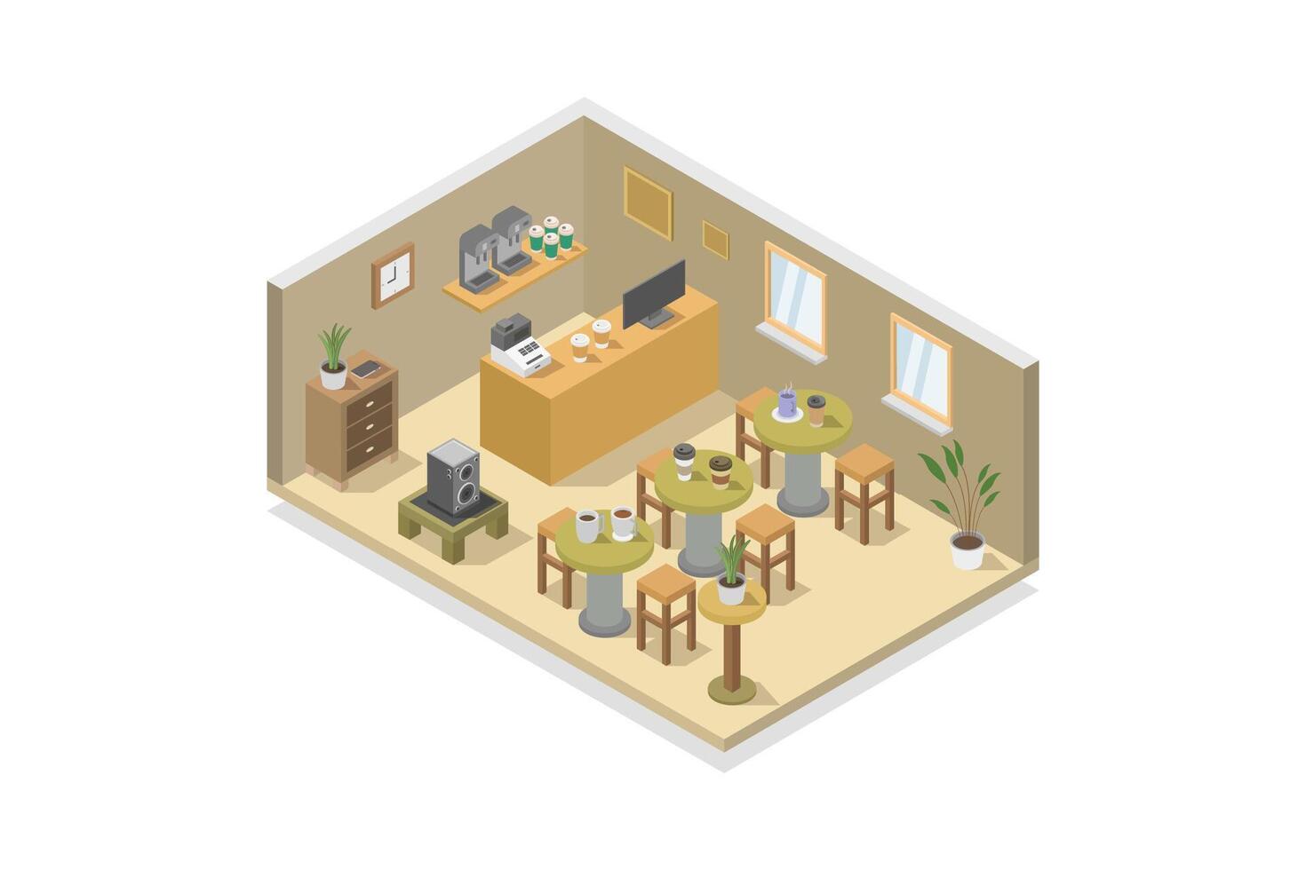 Illustrated isometric coffee shop 42342221 Vector Art at Vecteezy