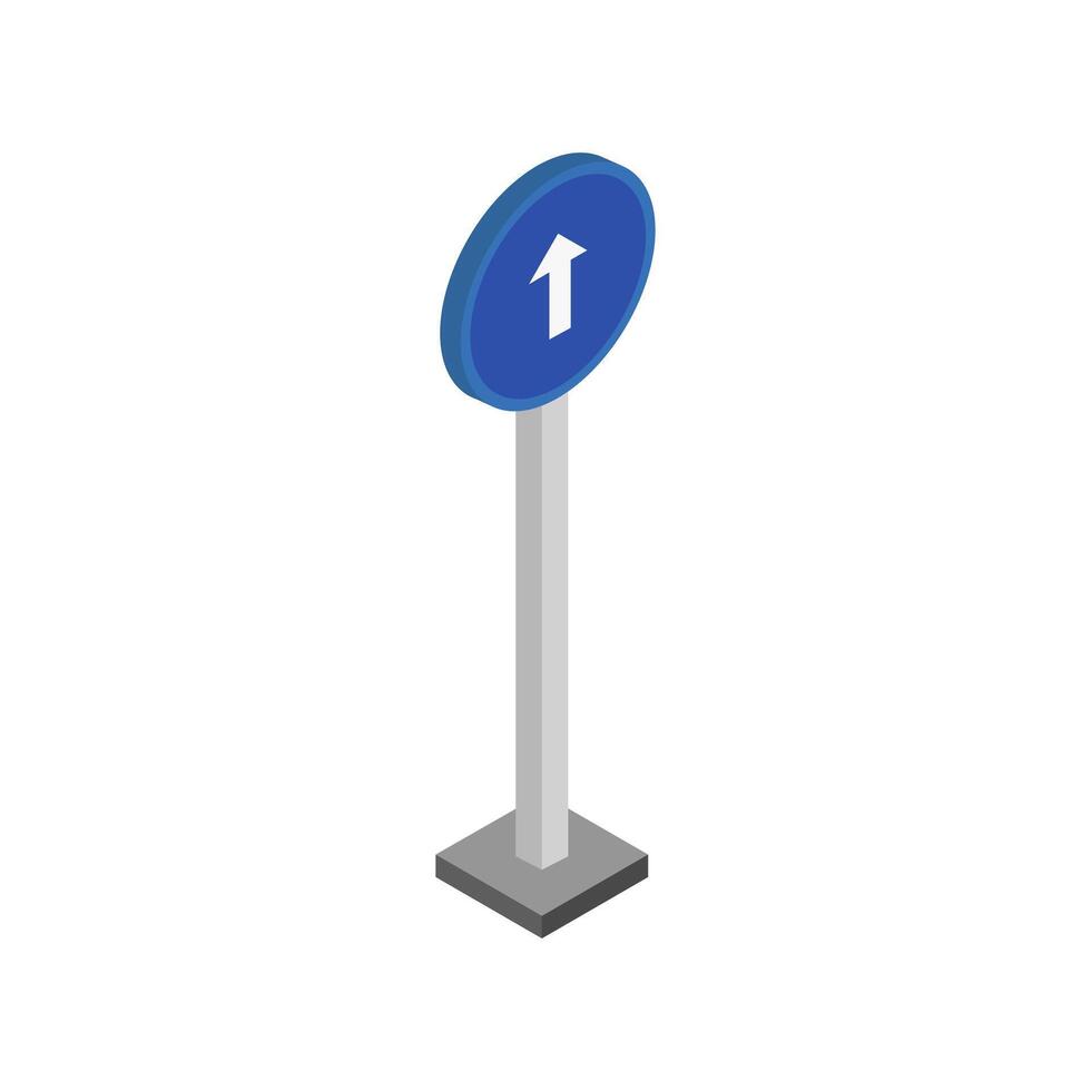 Isometric mandatory direction sign on a background vector