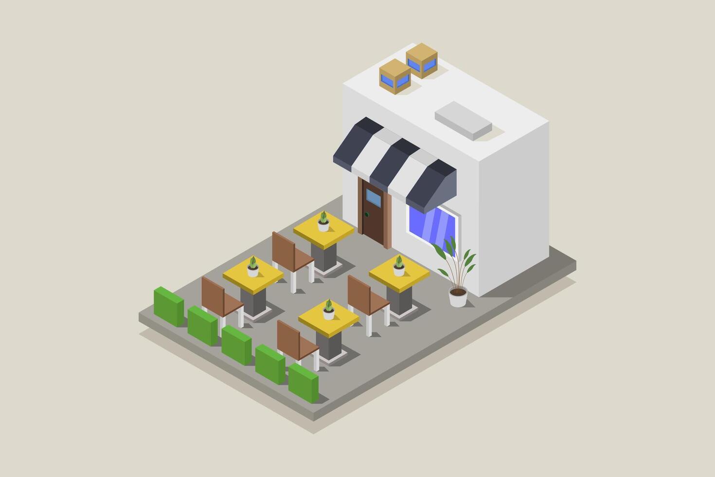 Illustrated isometric wine bar vector