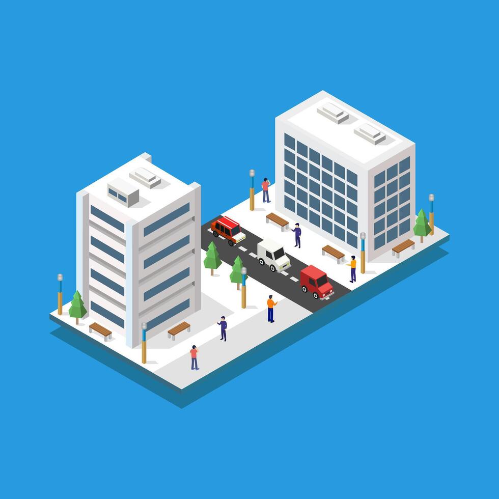 Isometric city on a background vector