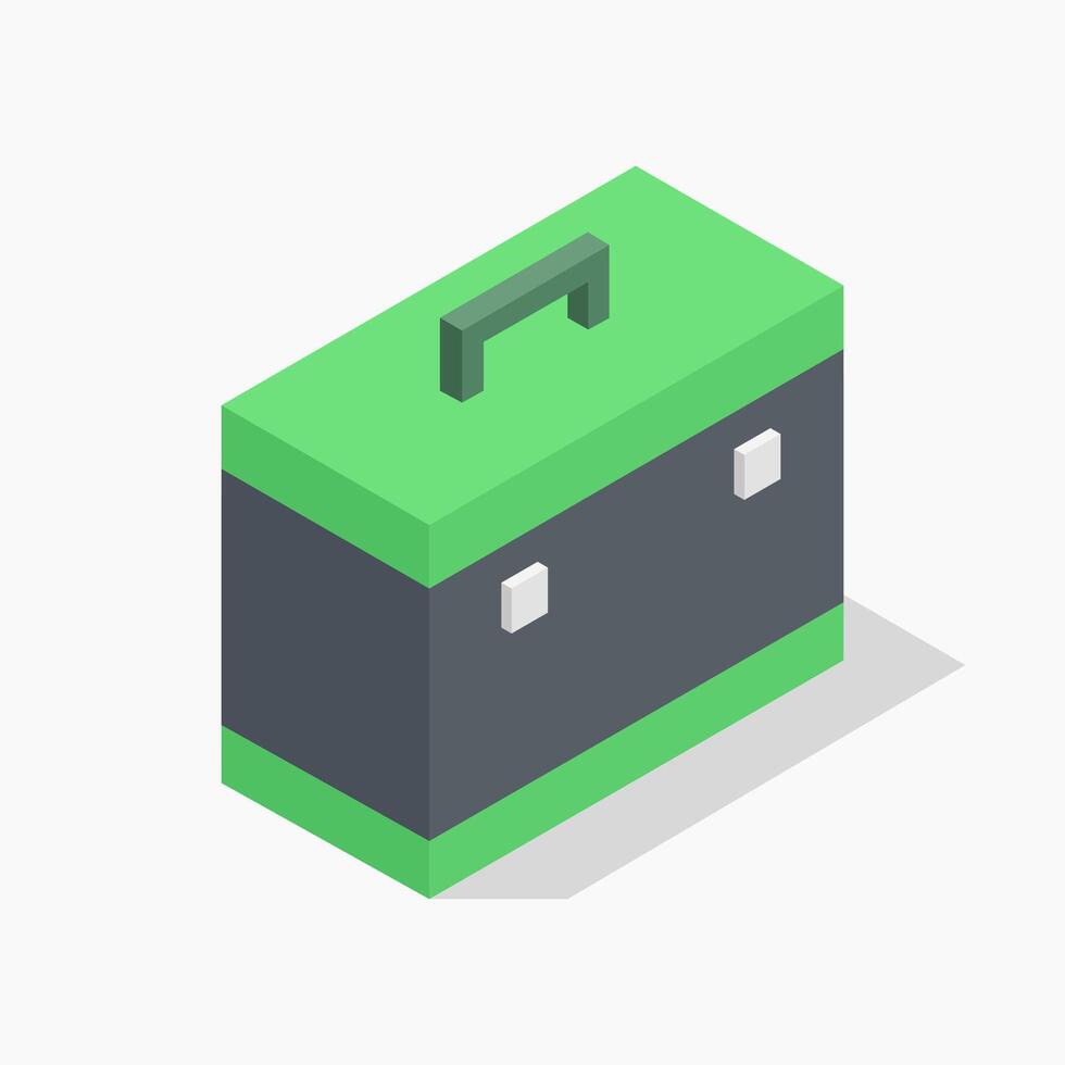 Illustrated isometric toolbox vector