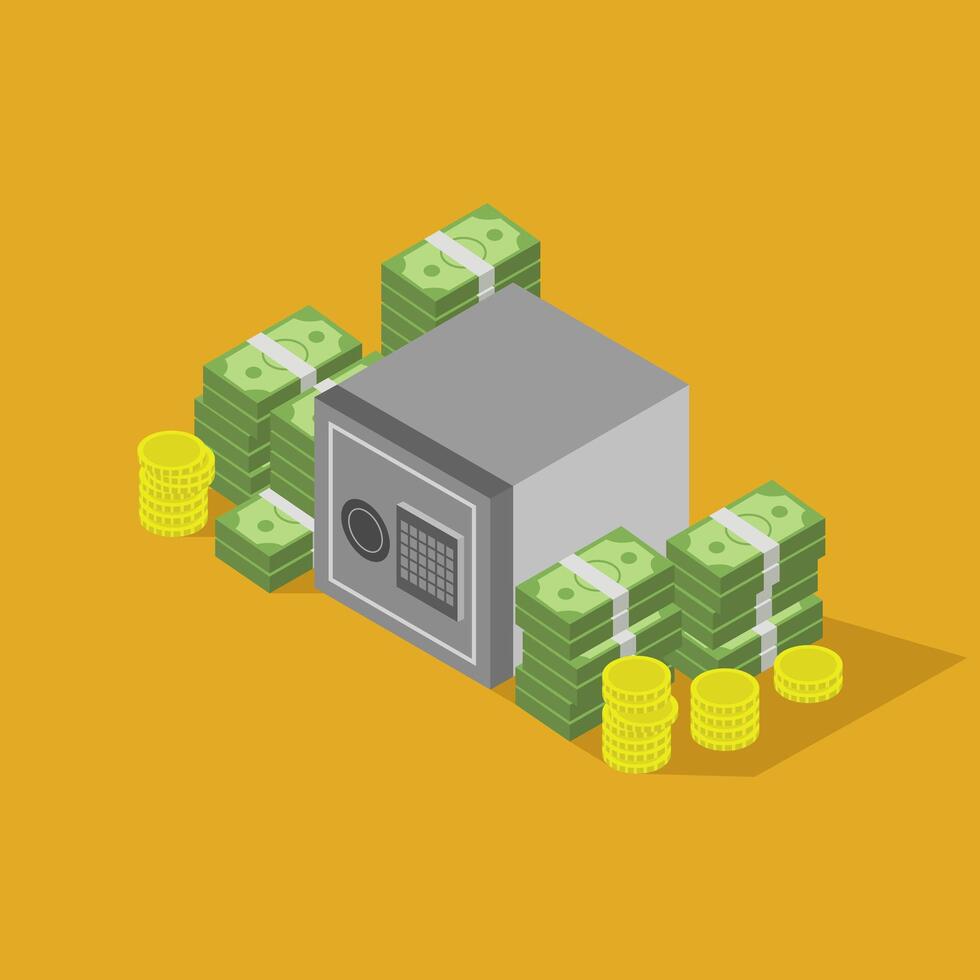 Money with isometric safe vector
