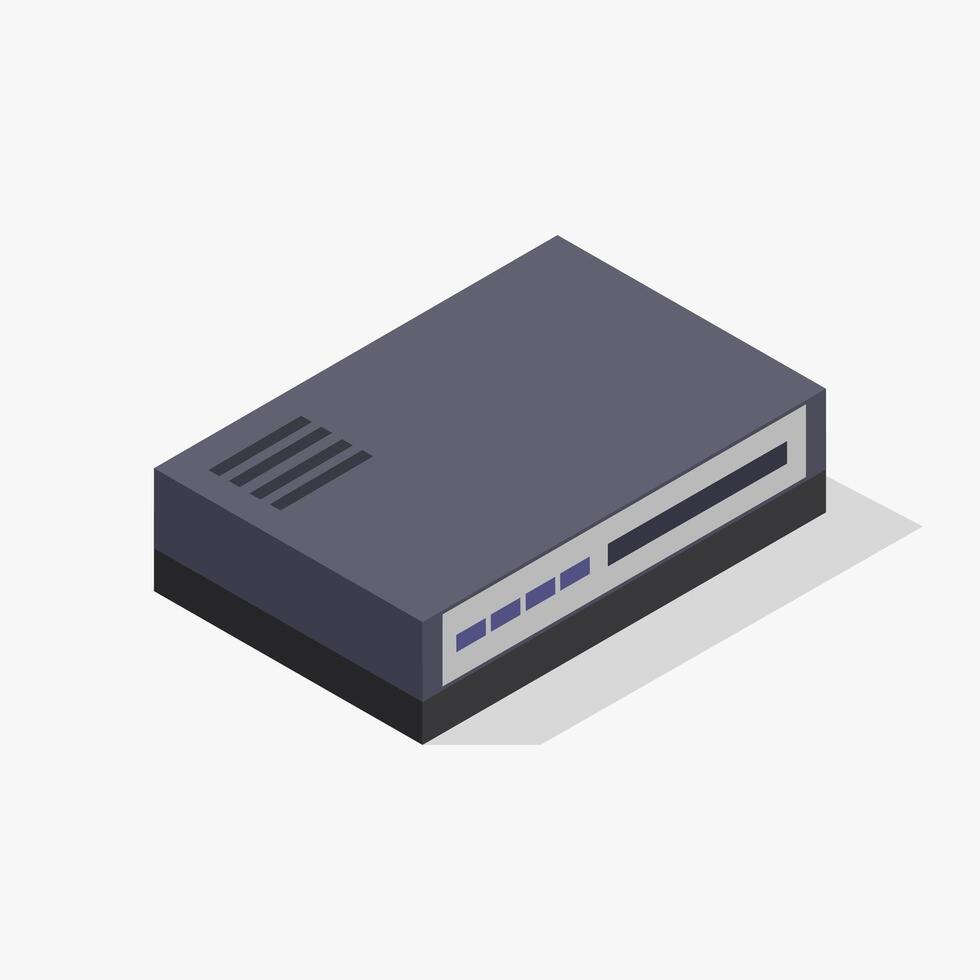 Illustrated isometric DVD player vector