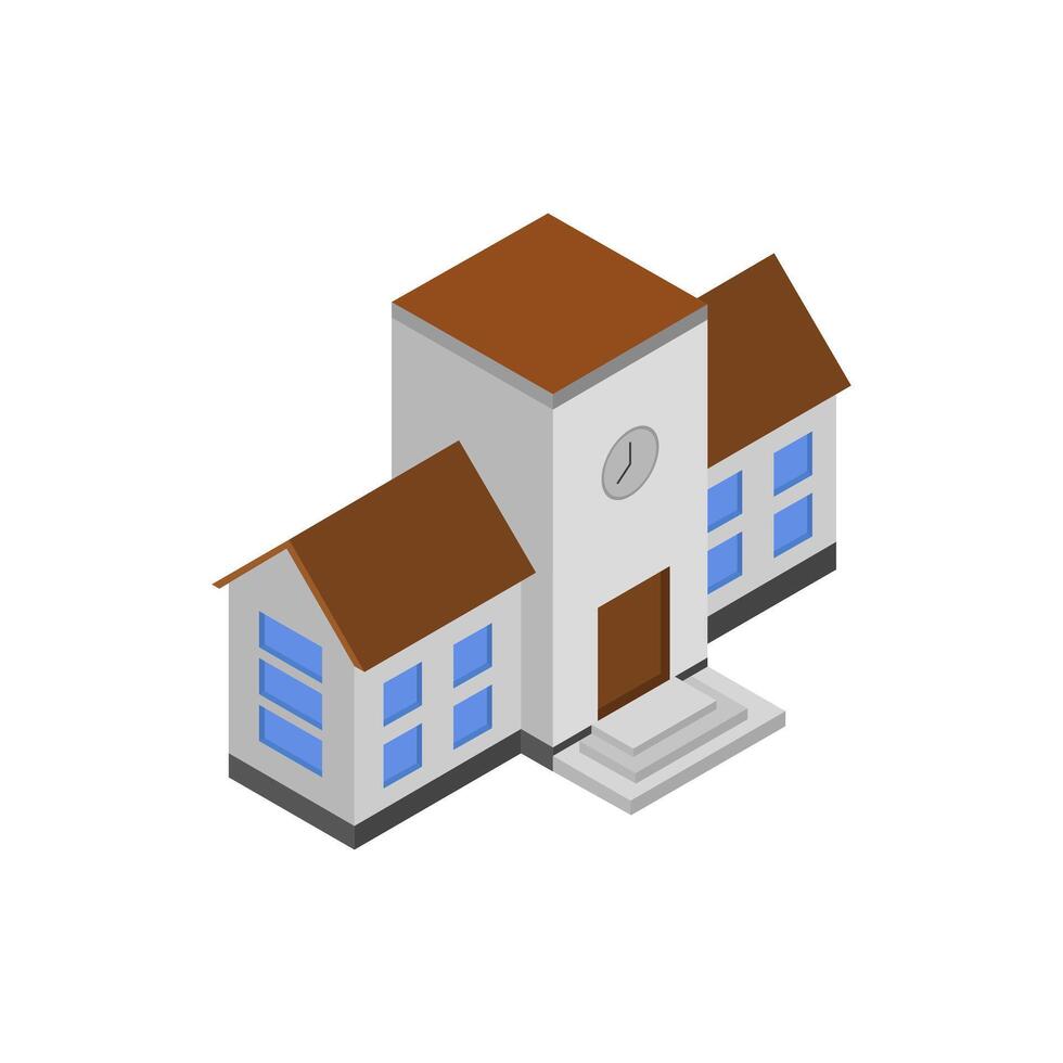 Illustrated isometric school building vector