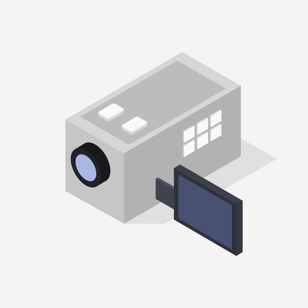 Illustrated isometric camcorder vector