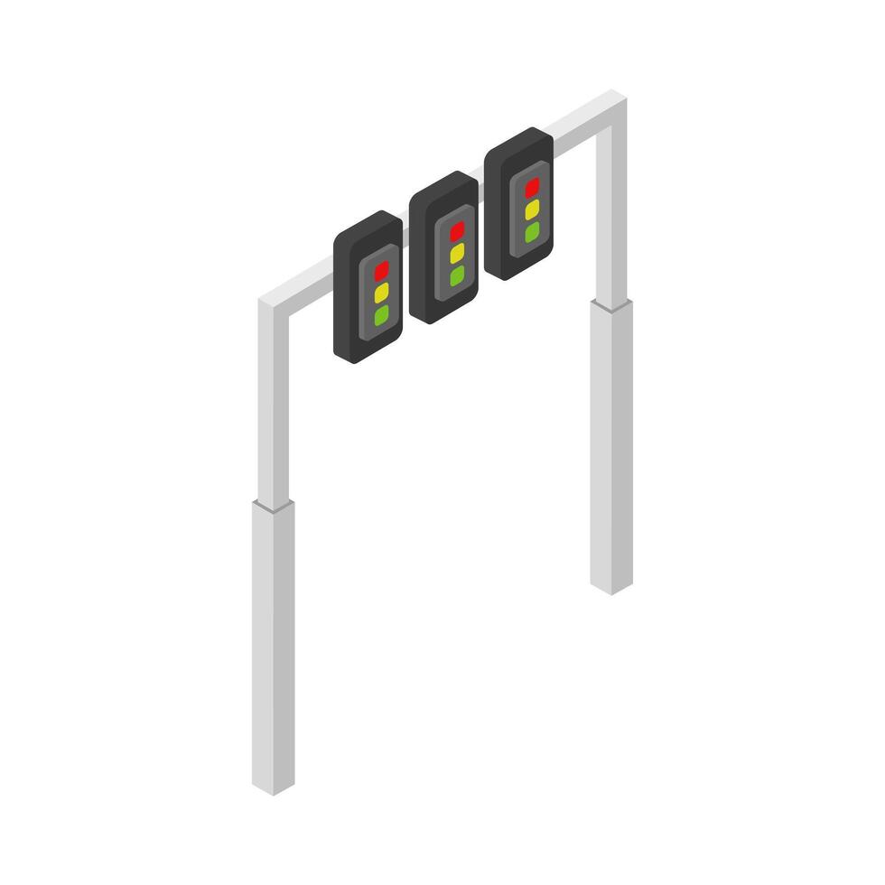 Illustrated isometric traffic light vector