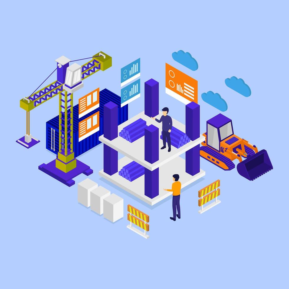 Construction technology isometric vector