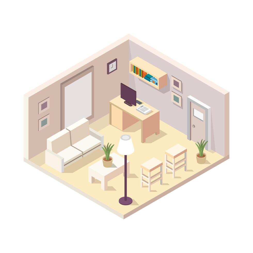 Isometric living room on a background vector