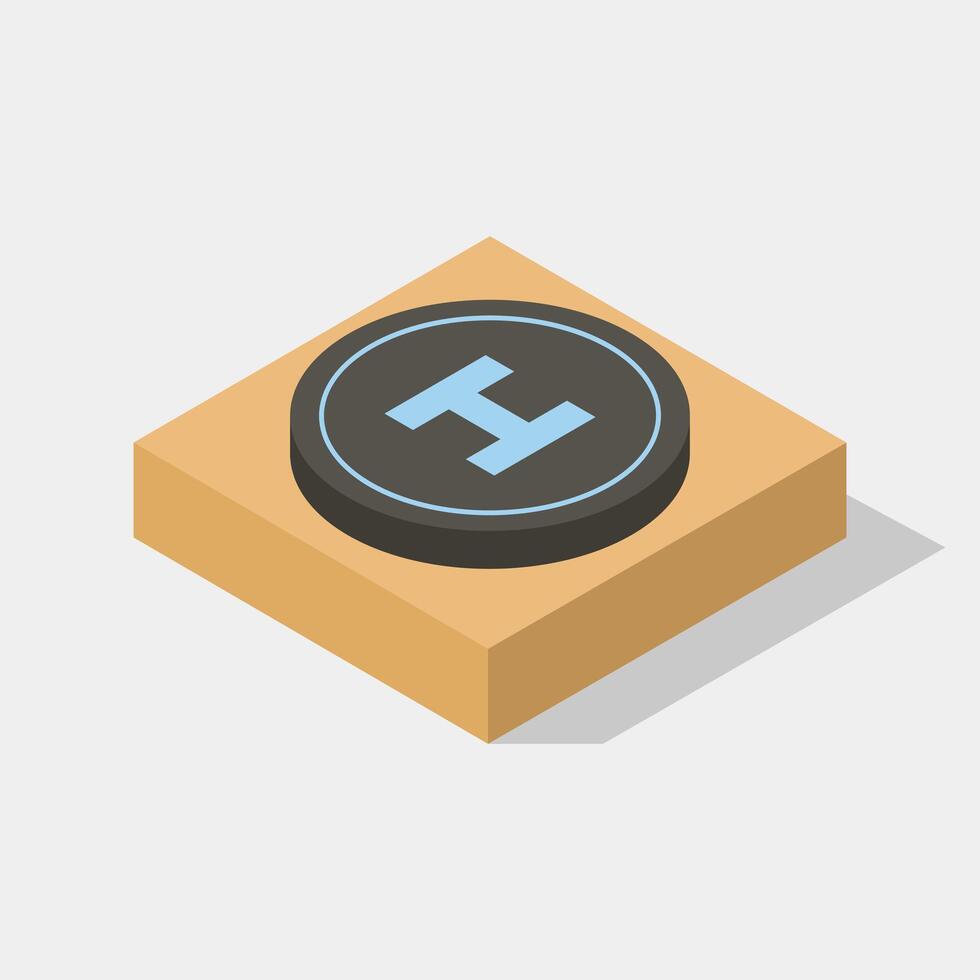 Illustrated isometric helipad vector