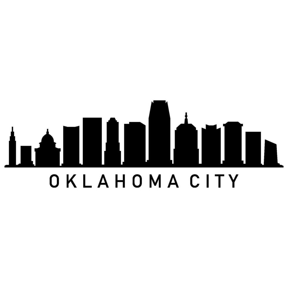 Oklahoma city skyline illustrated on white background vector