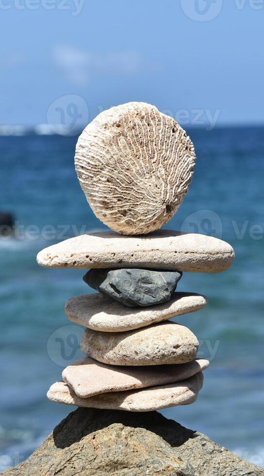 Lovely View of Balancing Rocks in a Pile photo