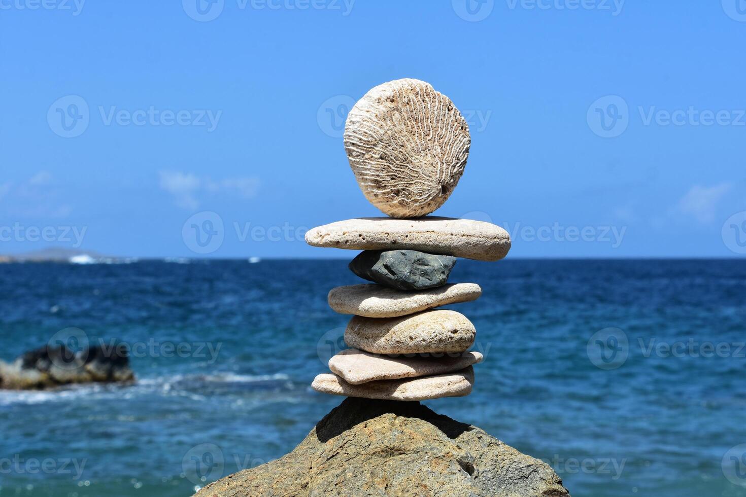 View of Balancing Stones Symbolic of Mindfulness and Harmony photo