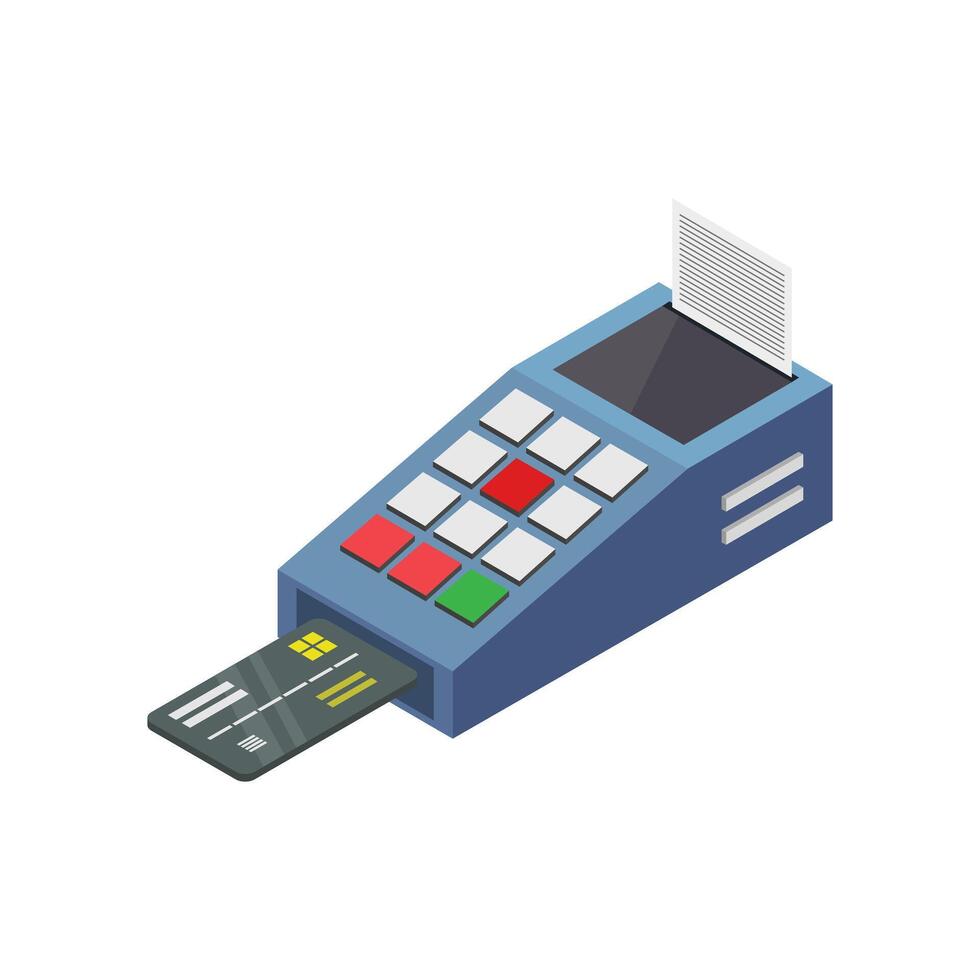 Pos terminal isometric on a background vector